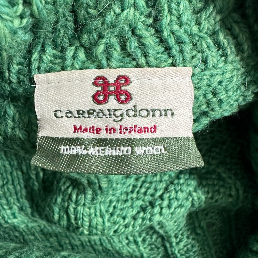 CARRAIG DONN 100% Merino Wool Fisherman 1-Button Cardigan Made In Ireland Size S - Picture 5 of 6